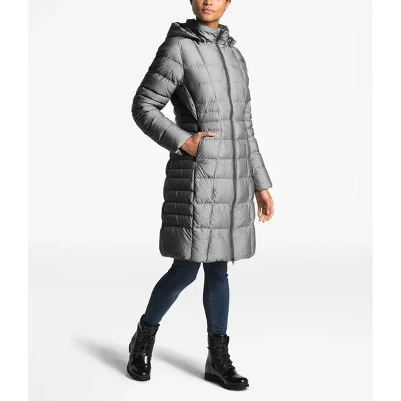 The North Face Metropolis Parka II Gray Goose Down Puffer Coat Womens Medium - Picture 2 of 8